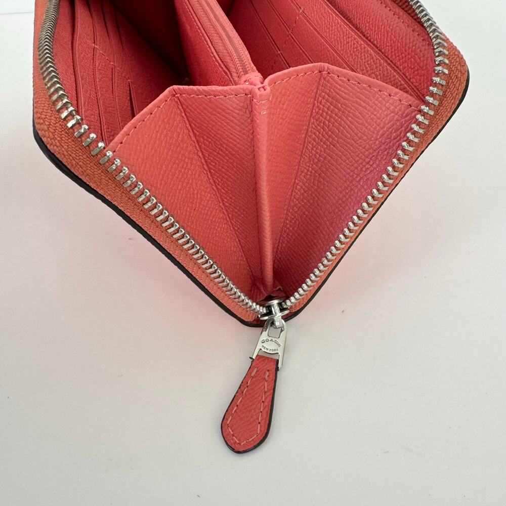 Coach Accordion Zip Around Leather Wallet Studded Embellished in Coral F55610 - Picture 8 of 11